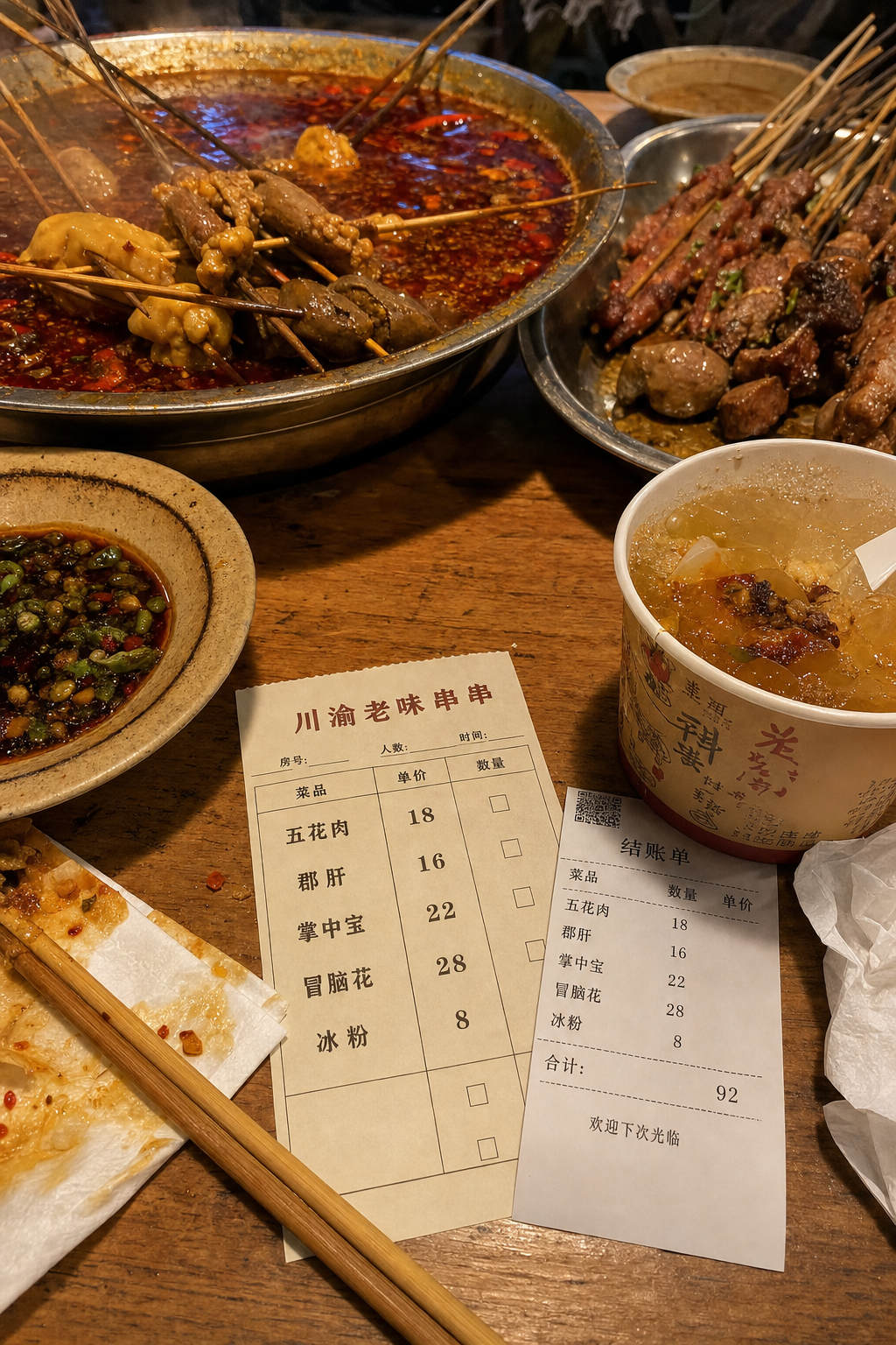 川菜桌面、菜单、小票