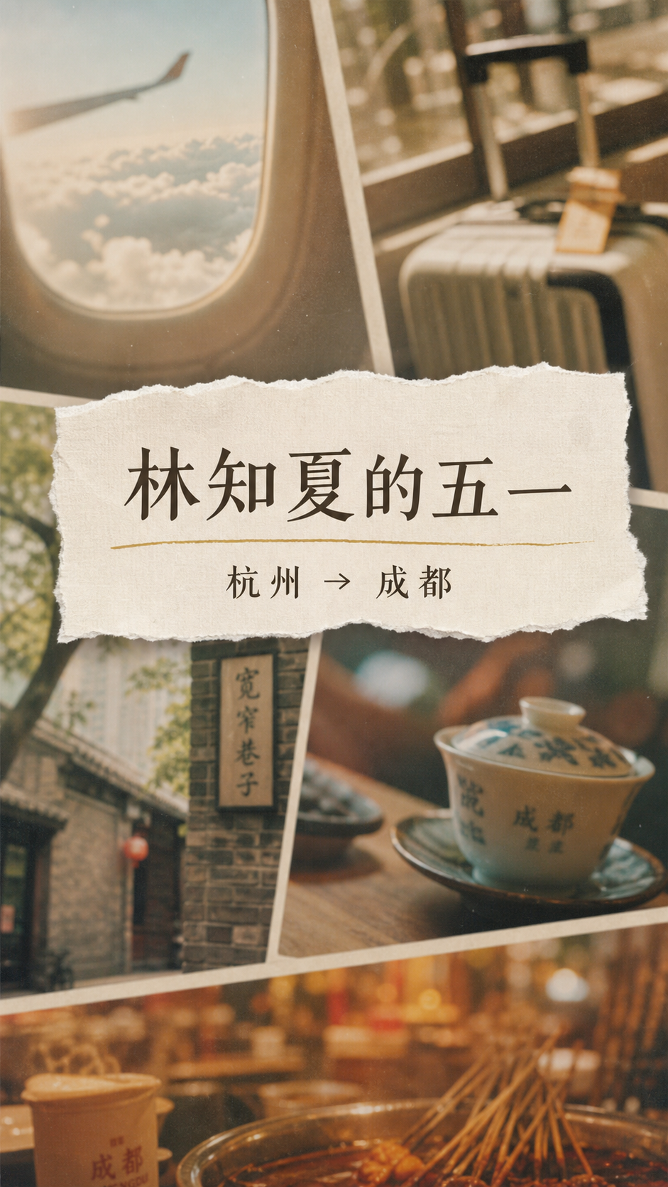 电影感开场，窗边、行李箱、手机航班信息、出发前夜
